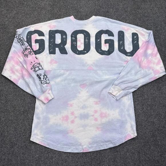DISNEY Star Wars The Mandalorian Baby Yoda Grogu Tie Dye Spirit Jersey Top XS - Picture 1 of 11